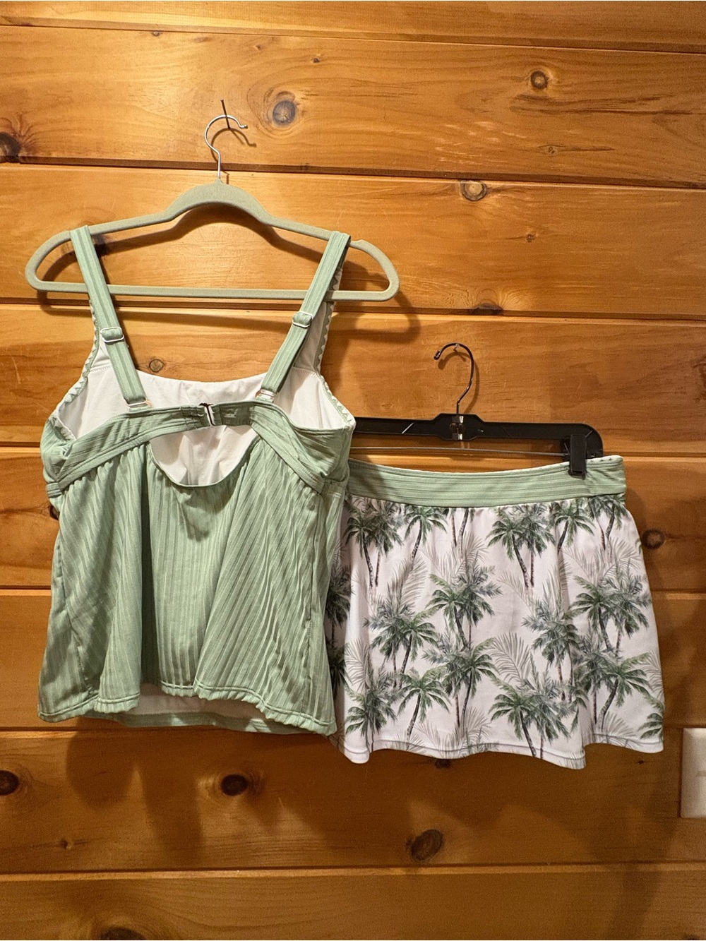 Modlily Wrap Mid Waisted Tropical Plants Print Sage Green Tankini Set size L NWT - Picture 4 of 16